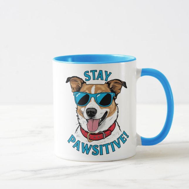 Bleibe Pawsitive Hündin Tasse (Rechts)