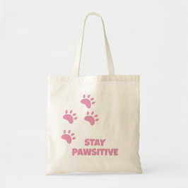 Bleibe Pawsitive! Kat Pink Paw Prints Tragetasche