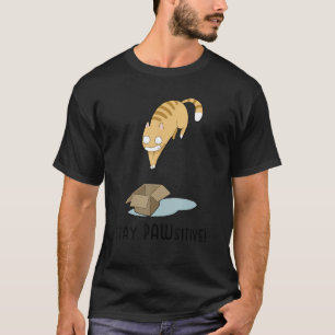 Bleibe Pawsitive Katze, die in die Schachtel sprin T-Shirt