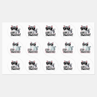 Bleibe Pawsitive! Niedliche Katzenaufkleber - Spaß Etiketten