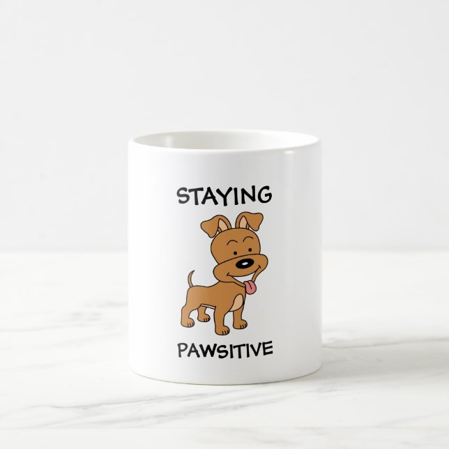 Bleibe Pawsitive Niedliche Welpe Funny Dog Puff Kaffeetasse (Mittel)