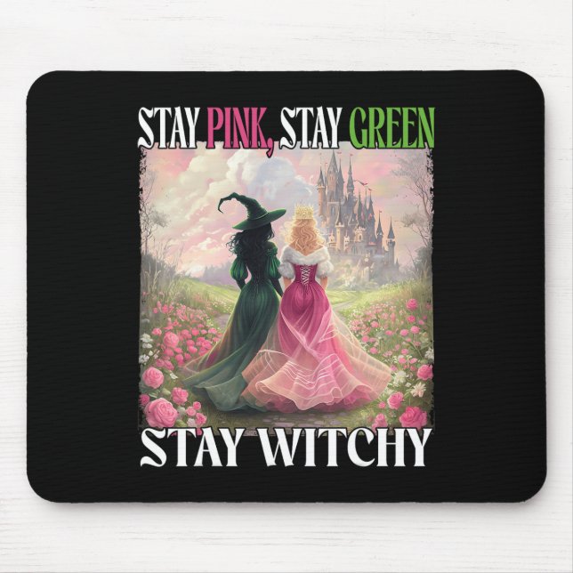 Bleibe Pink Bleibe Grün Bleibe Hexenhimmel Hallowe Mousepad (Vorne)