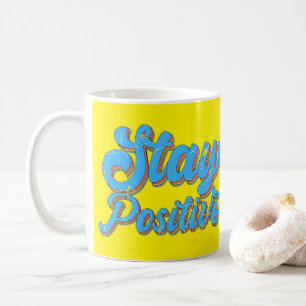 BLEIBE POSITIVE Retrodesign der 70er Jahre Kaffeetasse