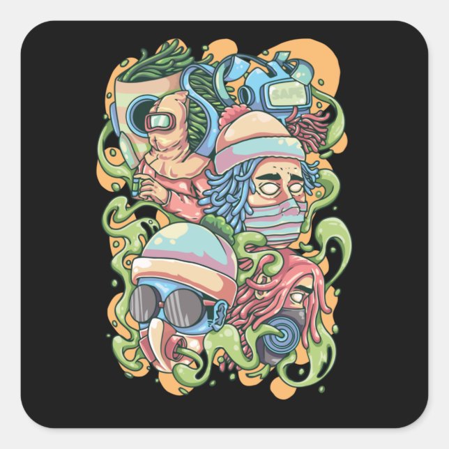 Bleibe Safe Quadratischer Aufkleber (Vorderseite)