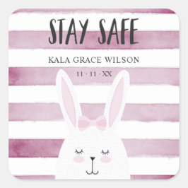 Bleibe Safe Quote Funny Bunny Weihnachten Quadratischer Aufkleber
