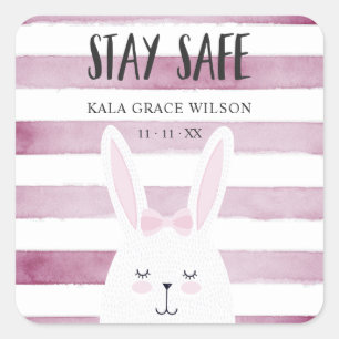 Bleibe Safe Quote Funny Bunny Weihnachten Quadratischer Aufkleber