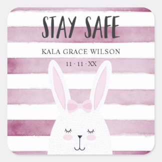 Bleibe Safe Quote Funny Bunny Weihnachten Quadratischer Aufkleber