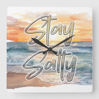 Bleibe Salty Sunset Beach Quadratische Wanduhr