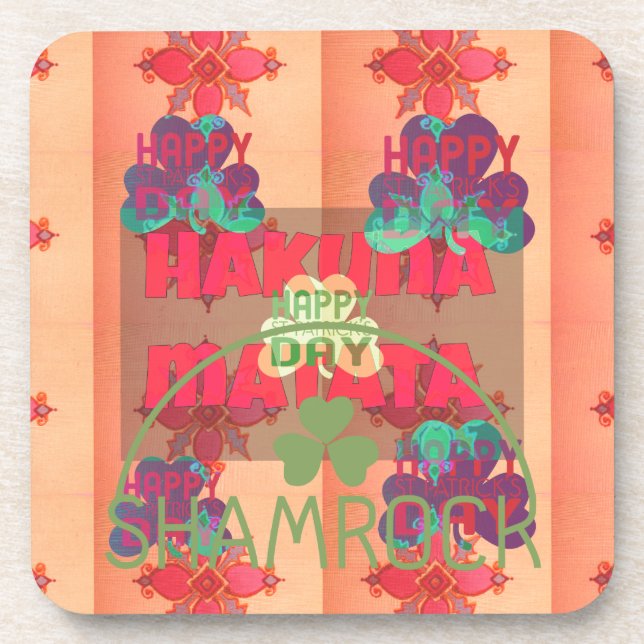 Bleibe segne Happy Saint Patrick's Day Hakuna Mata Untersetzer (Vorderseite)