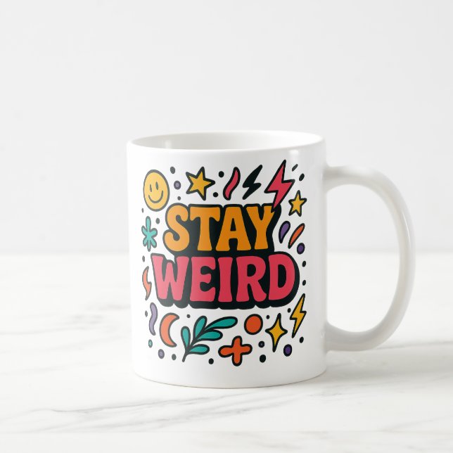 Bleibe seltsame Funky Retro Doodle-Tasse Kaffeetasse (Rechts)