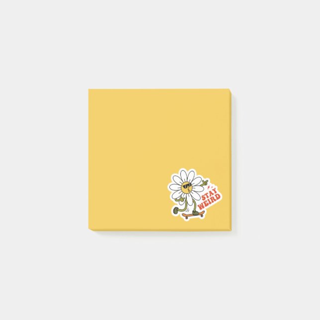 Bleibe seltsame Skateboarding Daisy Post-it Klebezettel (Vorderseite)