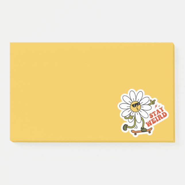Bleibe seltsame Skateboarding Daisy Post-it Klebezettel (Vorderseite)