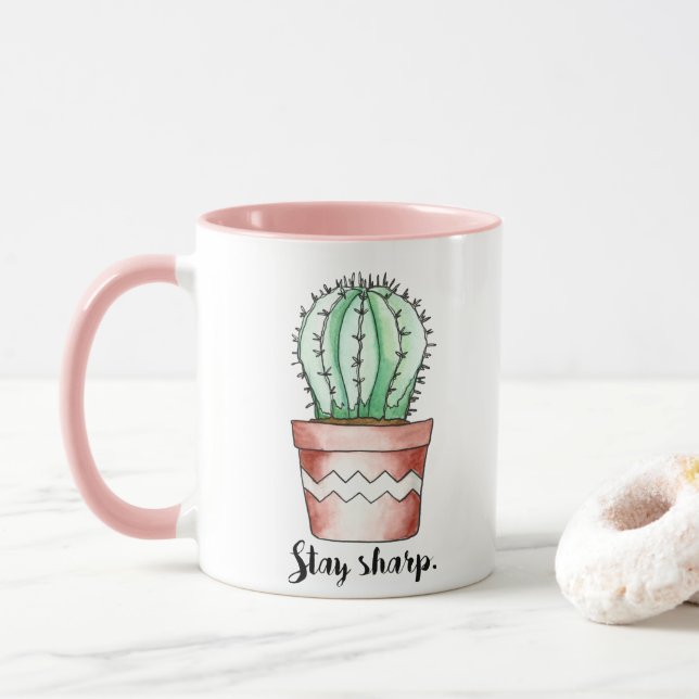 Bleibe Sharp Cactus Tasse (Mit Donut)