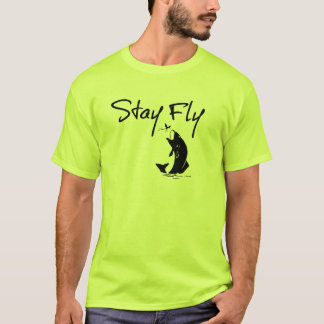 Bleibe Sie Fliegen-lustiges Fischen T-Shirt