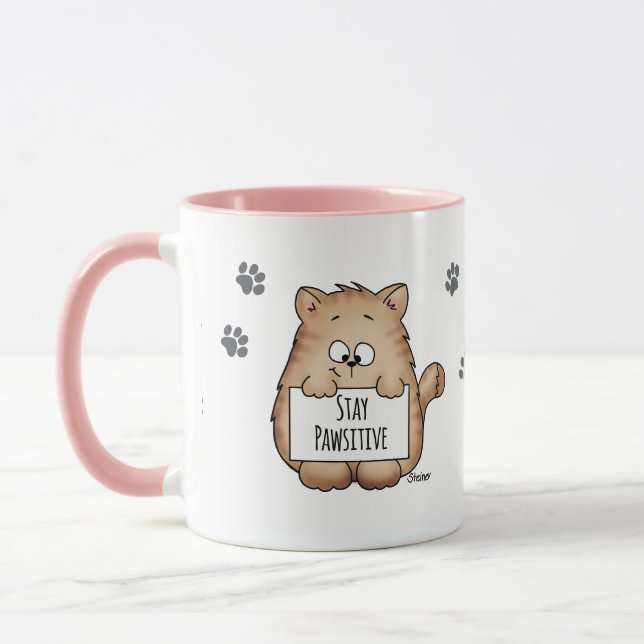 Bleibe Sie Pawsitive - niedliche Tasse (Links)