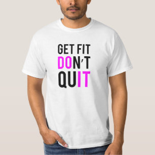 Bleibe Sie Sitz beendigen nicht im Rosa T-Shirt