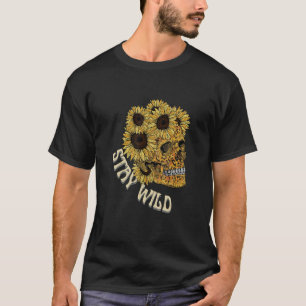 Bleibe Sonnenblumen Skull Leopard Western Retro Bo T-Shirt
