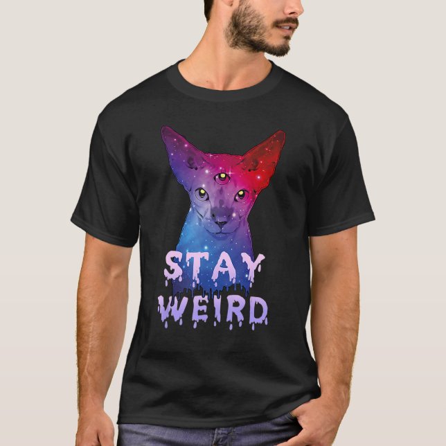 Bleibe Sphynx Katze Drei Augen Katze T-Shirt (Vorderseite)