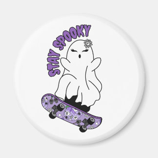 "Bleibe Spooky"-Geist auf einem Skateboard - Cool  Magnet