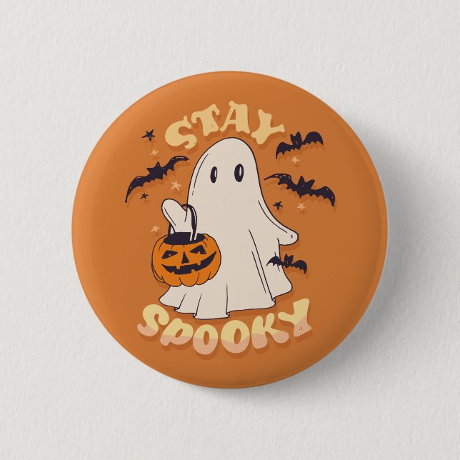 Bleibe Spooky Ghost Button (Vorderseite)