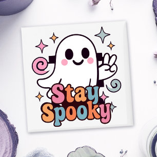 Bleibe Spooky Groovy Ghost Retro Pastel Halloween Magnet
