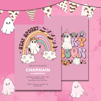 Bleibe Spooky Halloween erster Geburtstag Einladung