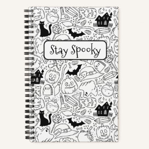 Bleibe Spooky Halloween Illustration Notizbuch