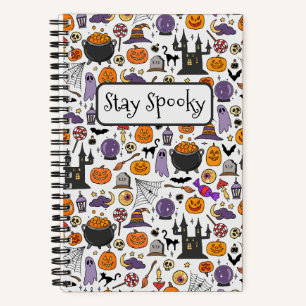 Bleibe Spooky Halloween Illustration Notizbuch