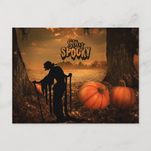 Bleibe Spooky Halloween Night Old Hexe, Pumpkins Postkarte