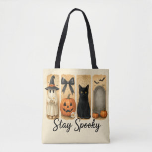"Bleibe Spooky" Halloween Pinselstriche Katze Frau