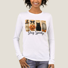 "Bleibe Spooky" Halloween Pinselstriche Katze Frau Tri-Blend Shirt