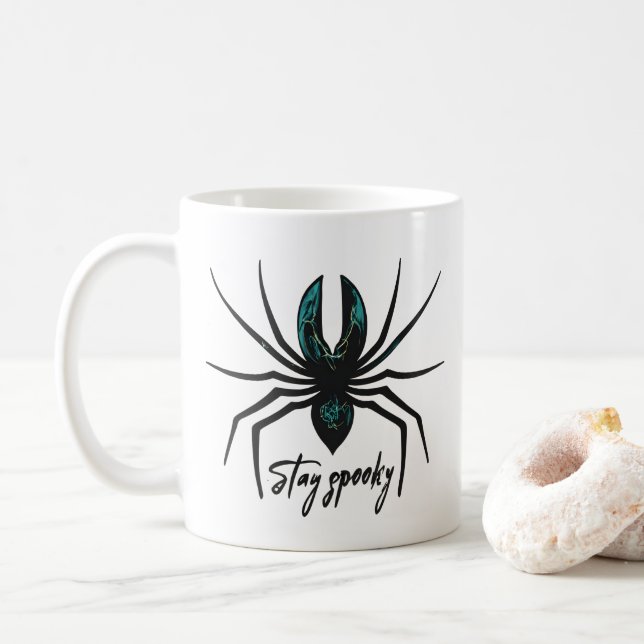 Bleibe Spooky Halloween Spider Kaffeetasse (Mit Donut)
