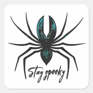 Bleibe Spooky Halloween Spider Quadratischer Aufkleber