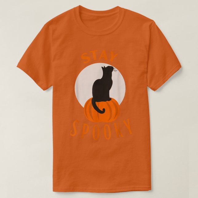 Bleibe Spooky Niedlich Black Cat Sit auf Pumpkin H T-Shirt (Design vorne)