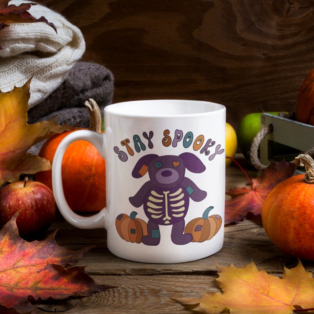 Bleibe Spooky Niedlich Skeleton Hund Halloween Kaffeetasse (Von Creator hochgeladen)