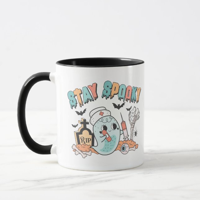 Bleibe Spooky Nurse Halloween Tasse (Links)
