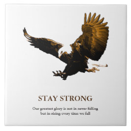 Bleibe Strong Bald Eagle Motivierend Artwork Fliese