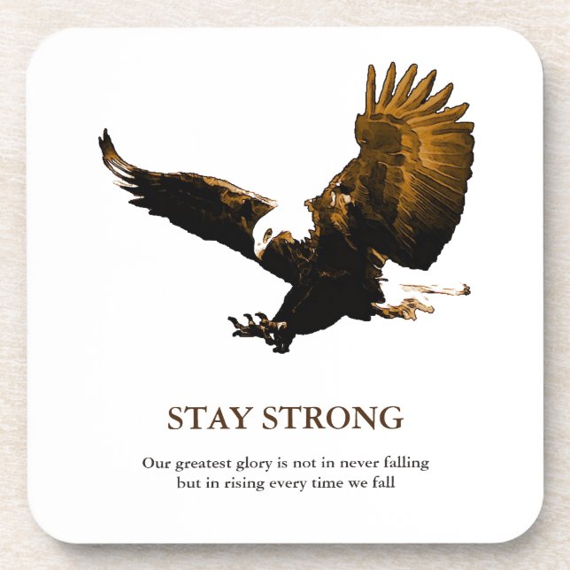 Bleibe Strong Bald Eagle Motivierend Artwork Getränkeuntersetzer (Vorderseite)