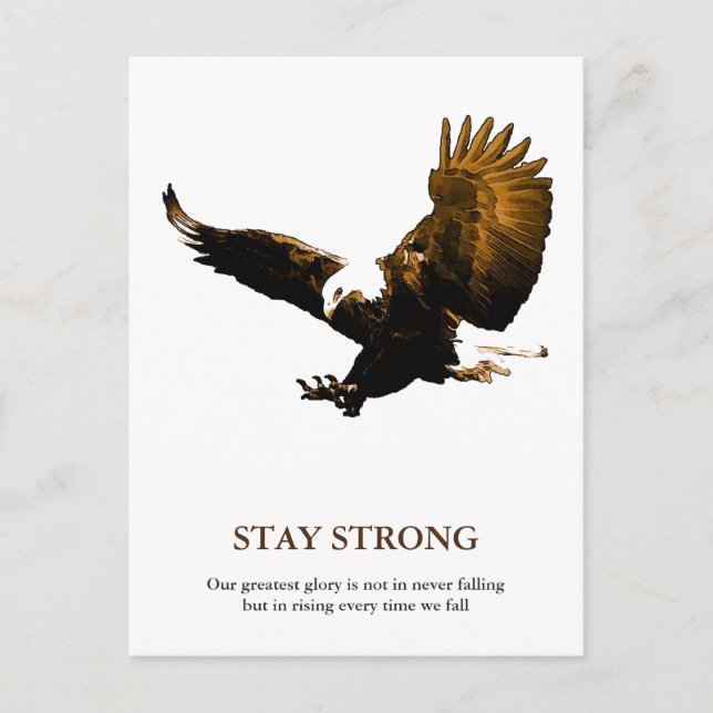 Bleibe Strong Bald Eagle Motivierend Artwork Postkarte (Vorderseite)
