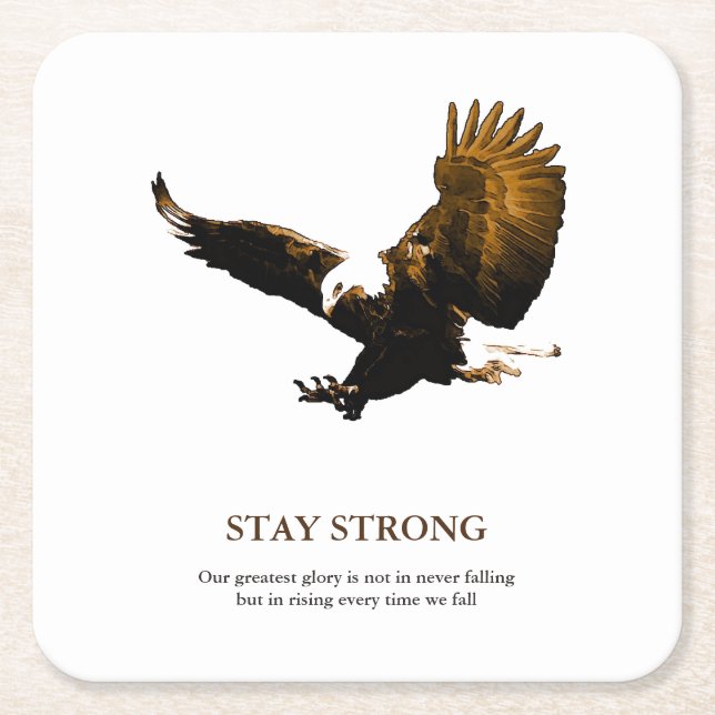 Bleibe Strong Bald Eagle Motivierend Artwork Rechteckiger Pappuntersetzer (Vorderseite)