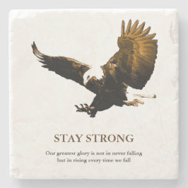 Bleibe Strong Bald Eagle Motivierend Artwork Steinuntersetzer