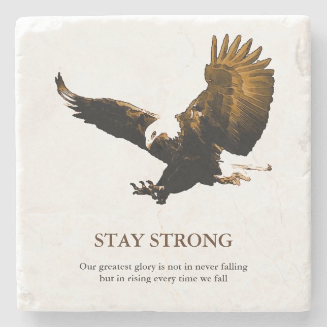 Bleibe Strong Bald Eagle Motivierend Artwork Steinuntersetzer (Vorderseite)