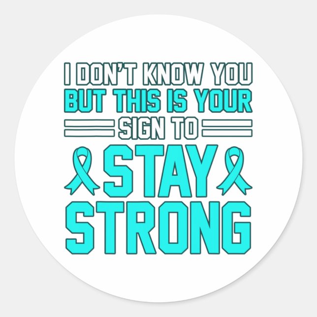 Bleibe Strong Ptsd Stress Awareness Ribbon Graphic Runder Aufkleber (Vorderseite)