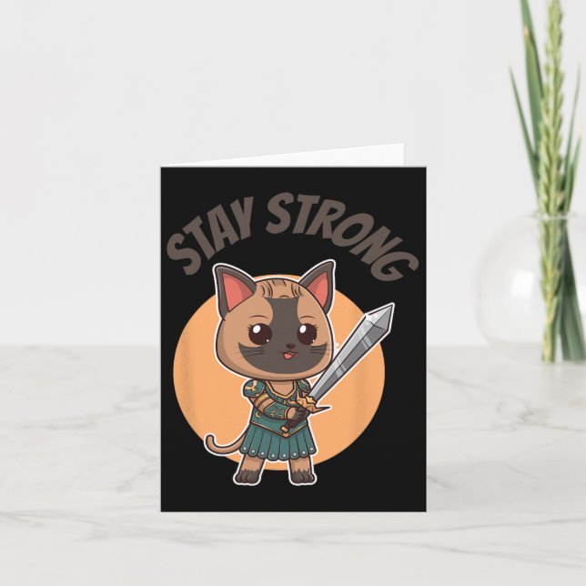 Bleibe Strong Warrior Cat Karte (Vorderseite)