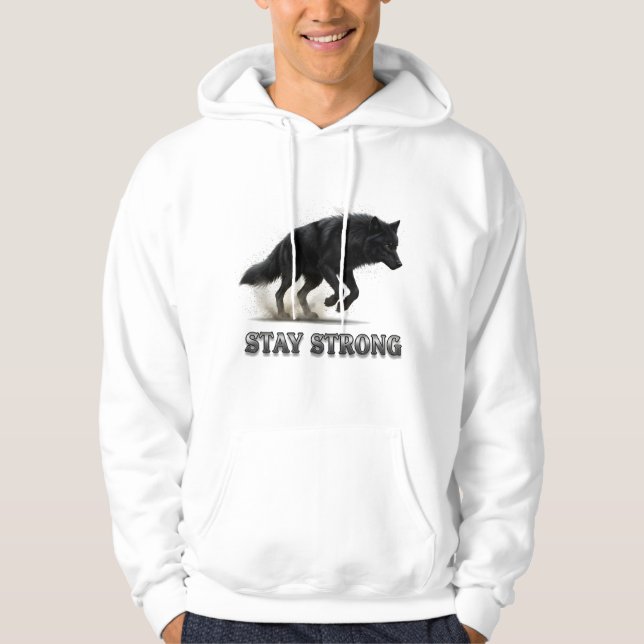 Bleibe Strong Wolf Hoodie (Vorderseite)