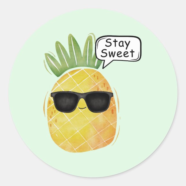 Bleibe Sweet Pineapa Cartoon Spaß Runder Aufkleber (Vorderseite)