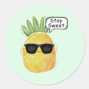 Bleibe Sweet Pineapa Cartoon Spaß Runder Aufkleber