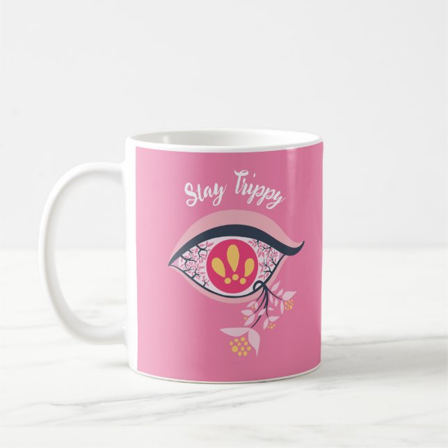 Bleibe Trippy Eye Pink Floral Psychedelic Kaffeetasse