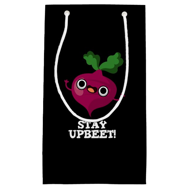 Bleibe Upbeet Funny Veggie Beet Pun Dark BG Kleine Geschenktüte (Vorderseite)