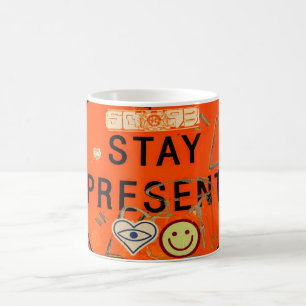 Bleibe vorhanden, Orange Road Sign Graffiti Kaffeetasse